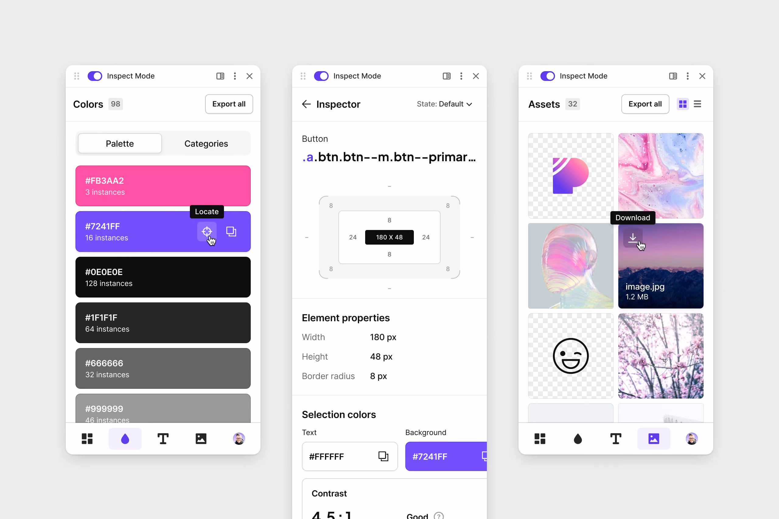 The relaunched CSS Peeper from 2025, with the same three panels redesigned.